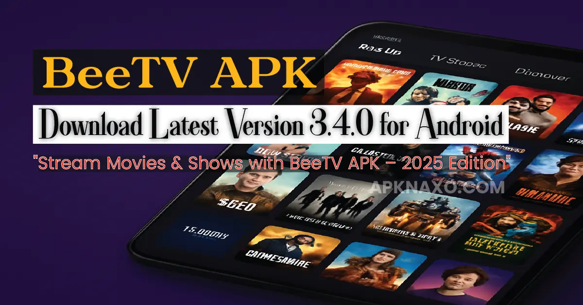 A digital background showing streaming interface concept for BeeTV APK on Android devices