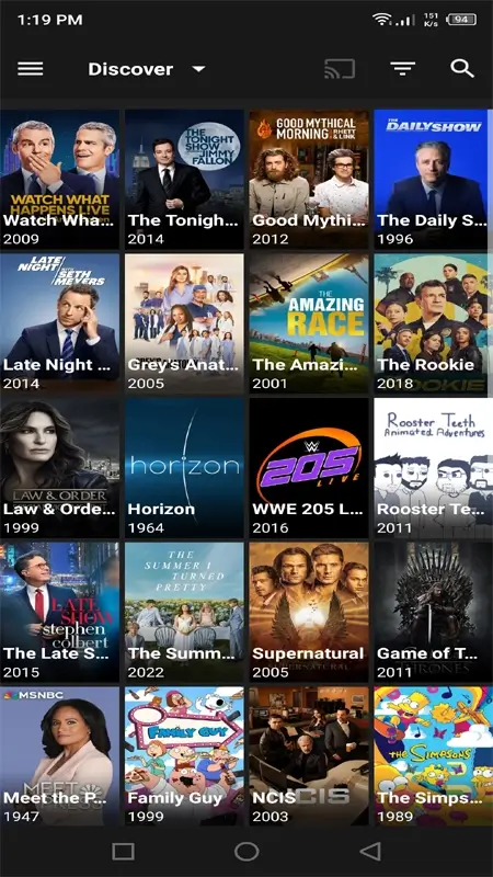 BeeTV APK showing movie and TV content under the Discover category