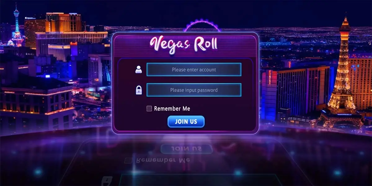 Login screen of the Vegas Roll 777 APK app